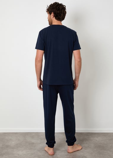 Threadbare Navy Cotton Blend Jersey Pyjama Set