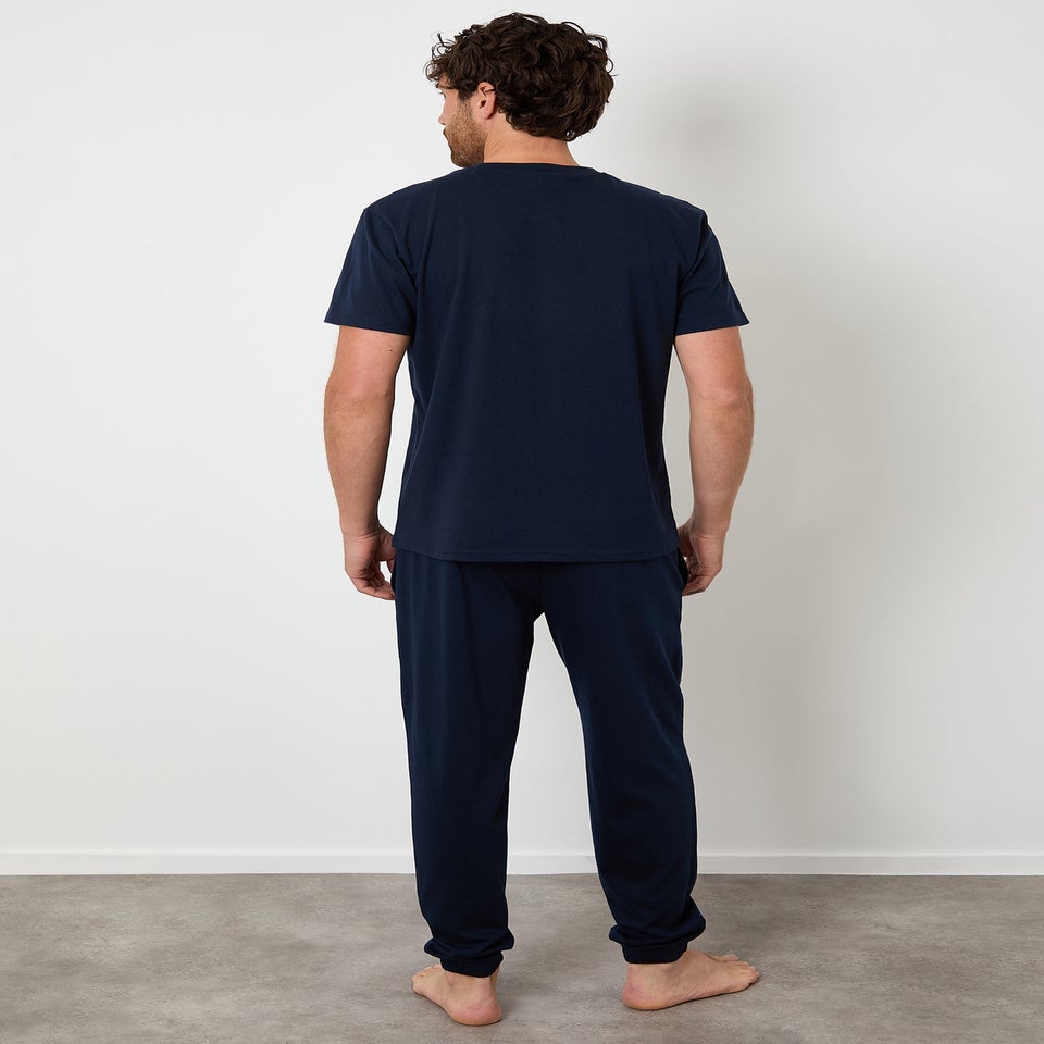 Threadbare Navy Cotton Blend Jersey Pyjama Set