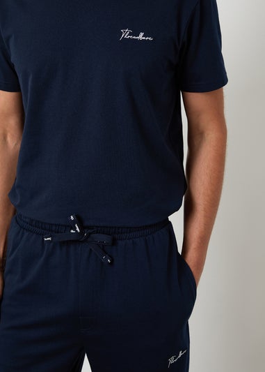 Threadbare Navy Cotton Blend Jersey Pyjama Set