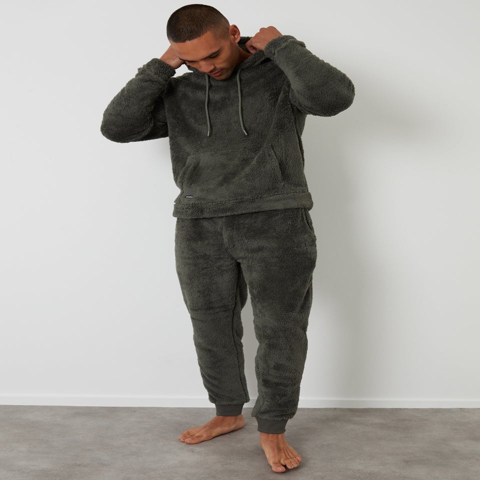 Threadbare Borg Hooded Loungewear Set