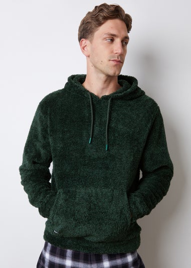 Threadbare Dark Green Borg Lounge Hoodie