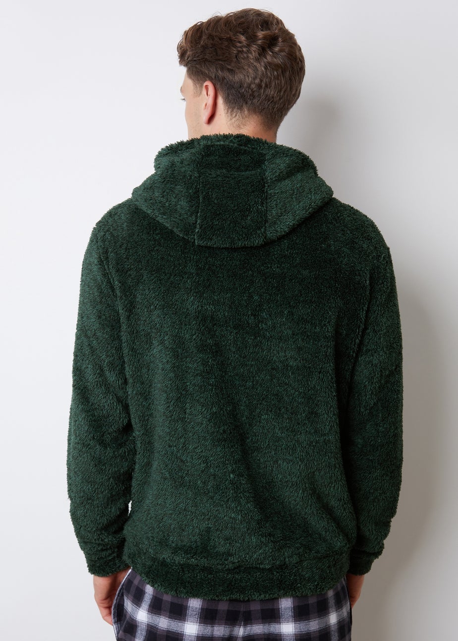 Threadbare Dark Green Borg Lounge Hoodie