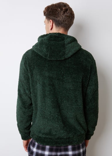 Threadbare Dark Green Borg Lounge Hoodie