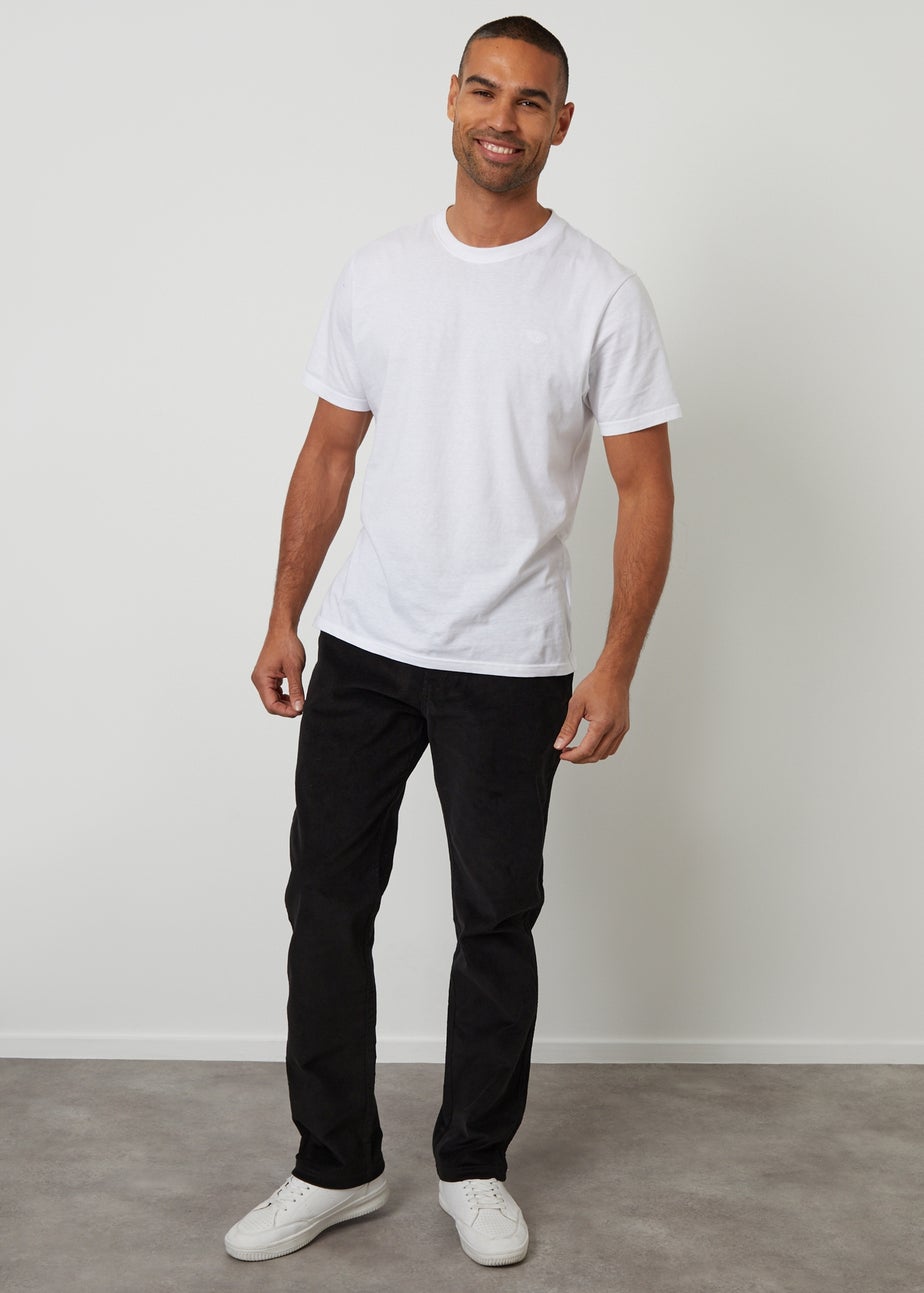 Threadbare Black Straight Leg Stretch Corduroy Trousers