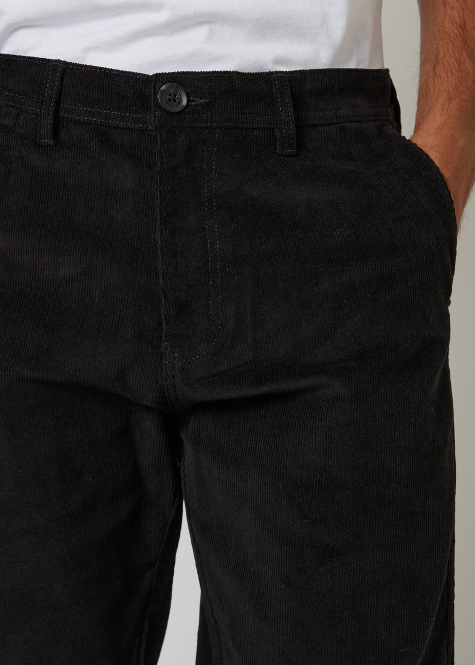Threadbare Black Straight Leg Stretch Corduroy Trousers