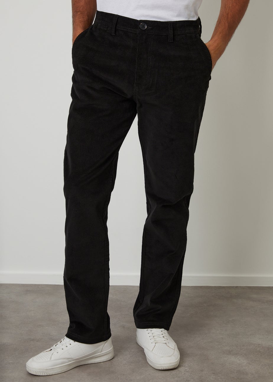 Threadbare Black Straight Leg Stretch Corduroy Trousers