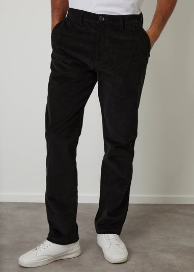 Threadbare Black Straight Leg Stretch Corduroy Trousers