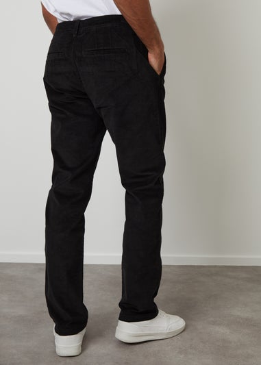 Threadbare Black Straight Leg Stretch Corduroy Trousers