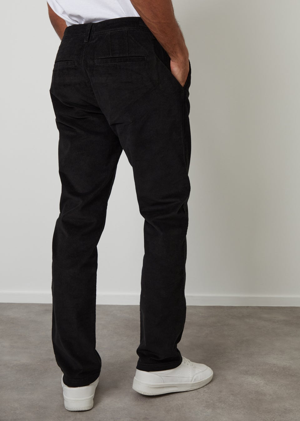 Threadbare Black Straight Leg Stretch Corduroy Trousers