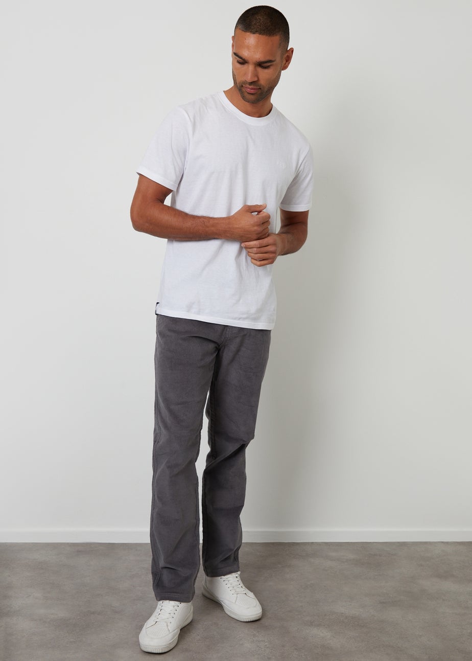 Threadbare Dark Grey Straight Leg Stretch Corduroy Trousers