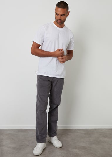 Threadbare Dark Grey Straight Leg Stretch Corduroy Trousers