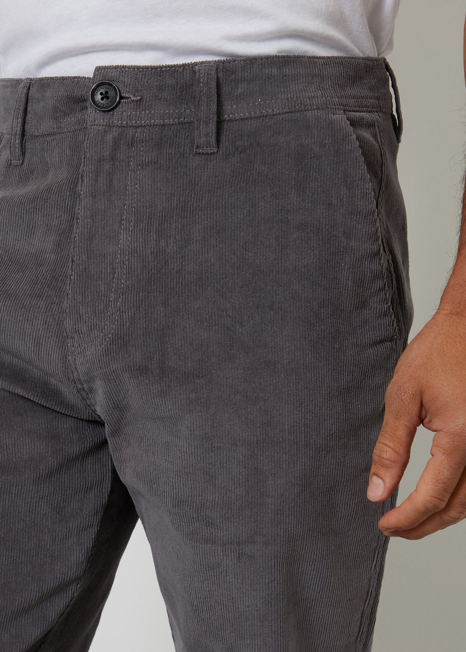 Threadbare Dark Grey Straight Leg Stretch Corduroy Trousers