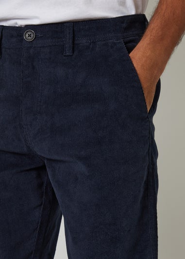 Threadbare Navy Straight Leg Stretch Corduroy Trousers