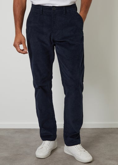 Threadbare Navy Straight Leg Stretch Corduroy Trousers
