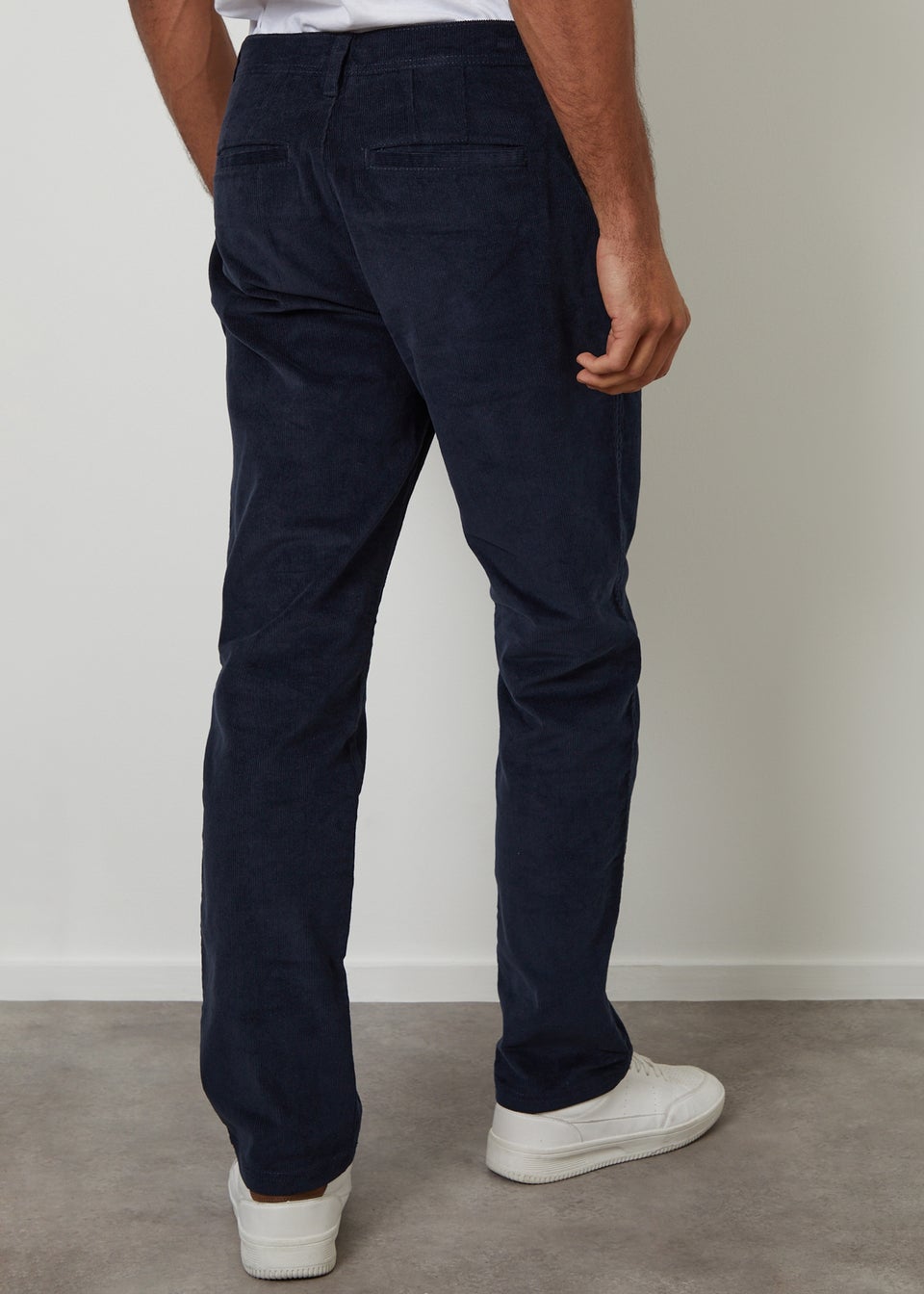 Threadbare Navy Straight Leg Stretch Corduroy Trousers