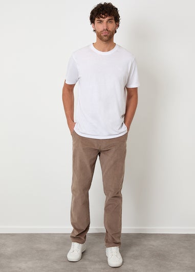 Threadbare Taupe Straight Leg Stretch Corduroy Trousers