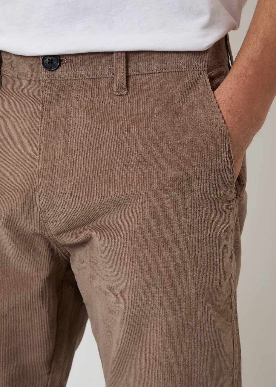 Threadbare Taupe Straight Leg Stretch Corduroy Trousers