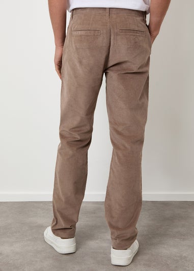 Threadbare Taupe Straight Leg Stretch Corduroy Trousers
