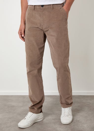 Threadbare Taupe Straight Leg Stretch Corduroy Trousers