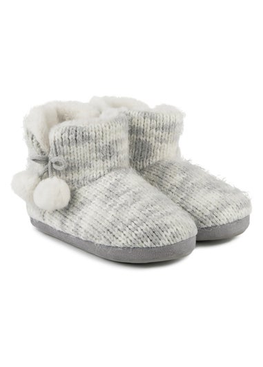 Totes Grey Space Dye Knitted Boot Slippers
