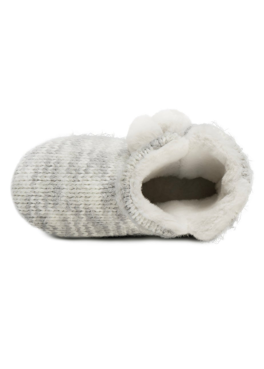 Totes Grey Space Dye Knitted Boot Slippers