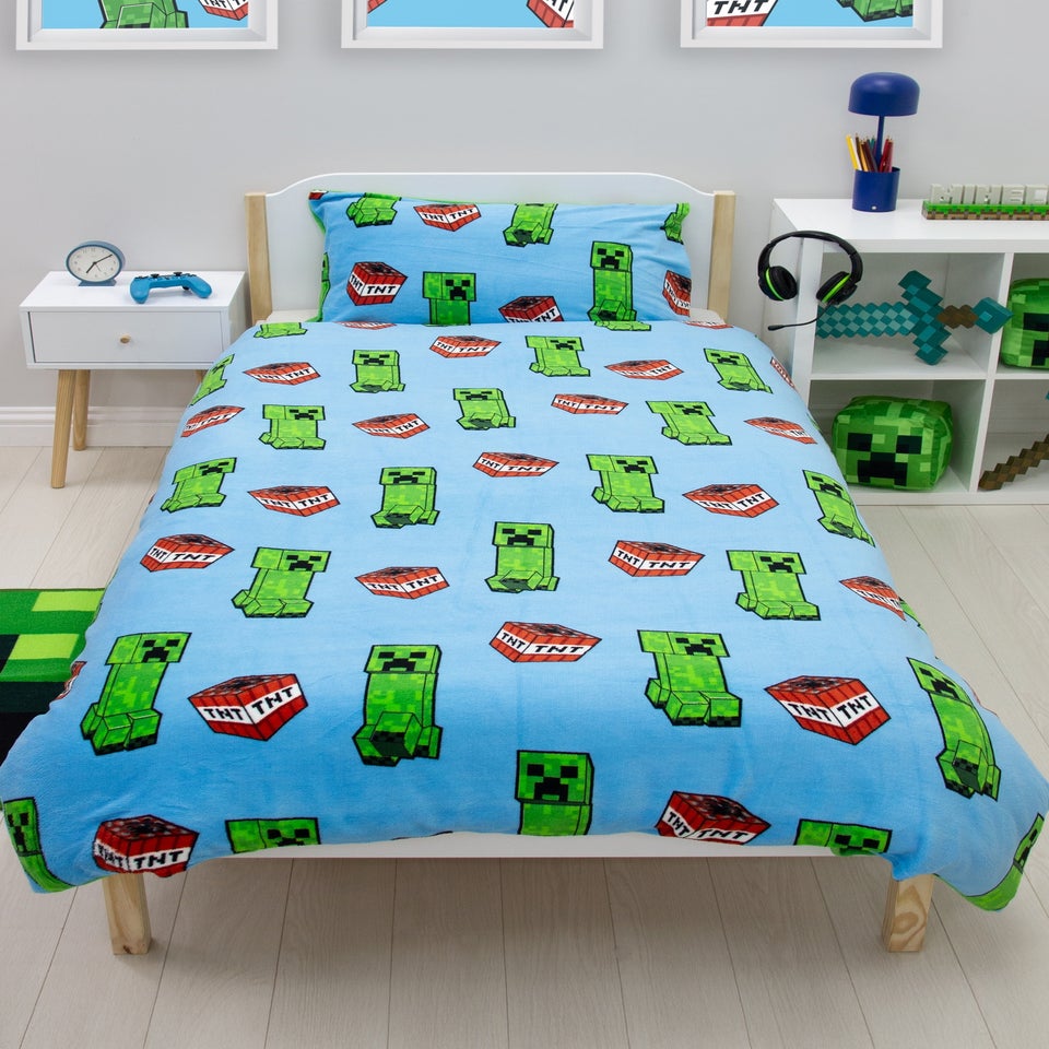Minecraft Warmer Blue Fleece Duvet Cover