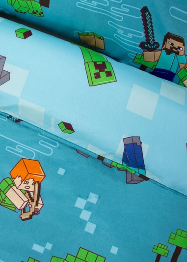 Minecraft Level Up Blue Duvet Cover