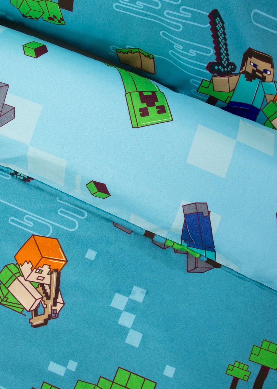 Minecraft Level Up Blue Duvet Cover