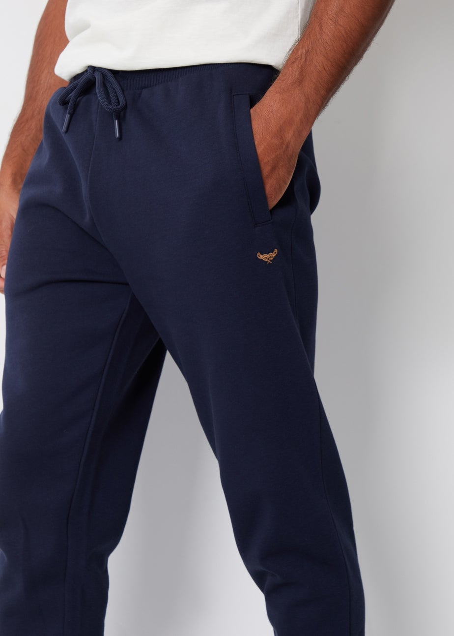 Threadbare Navy Cotton Blend Trifoliate Joggers