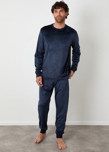 Threadbare Navy Soft Touch Velour Loungewear Set