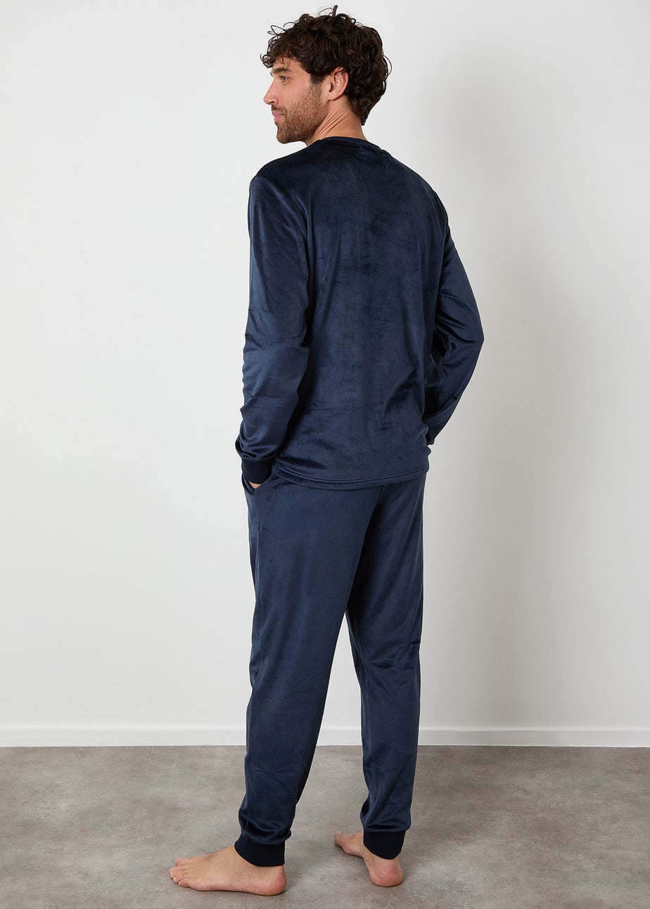 Threadbare Navy Soft Touch Velour Loungewear Set