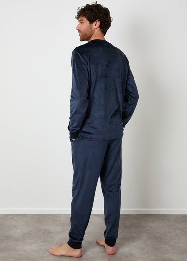 Threadbare Navy Soft Touch Velour Loungewear Set
