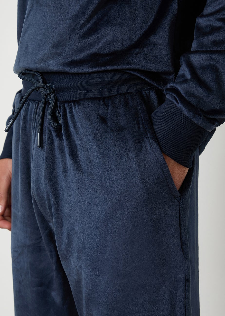 Threadbare Navy Soft Touch Velour Loungewear Set