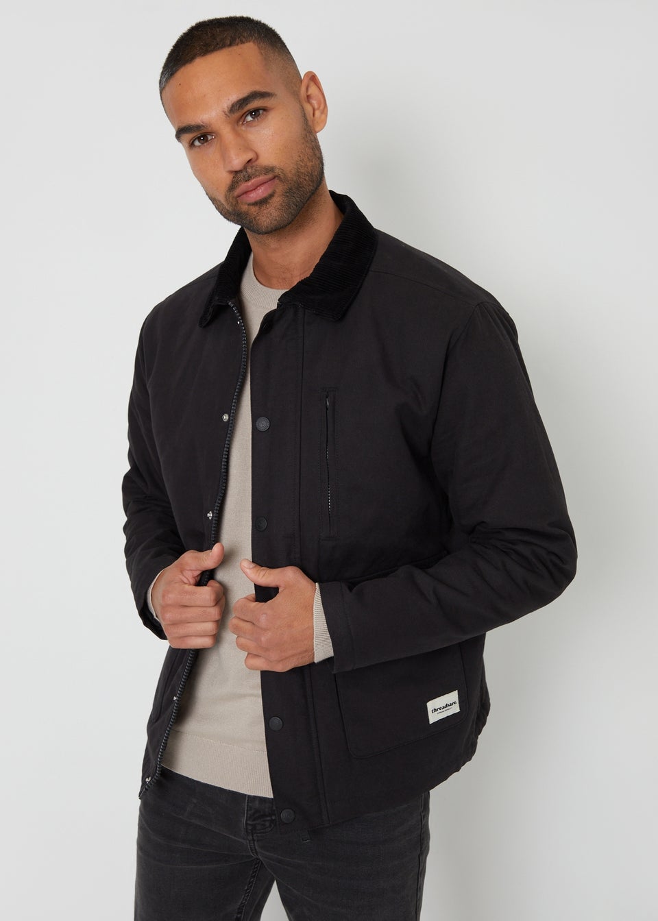 Threadbare Black Cotton Twill Lightweight Jacket