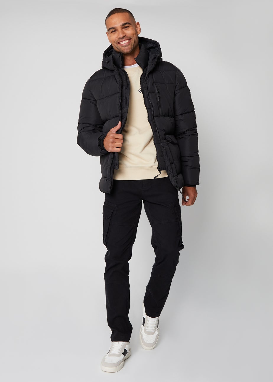 Threadbare Black Showerproof Double Layer Puffer Jacket