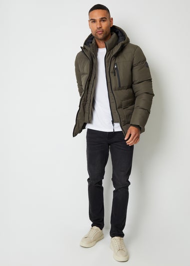 Threadbare Khaki Showerproof Double Layer Puffer Jacket