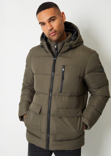 Threadbare Khaki Showerproof Double Layer Puffer Jacket