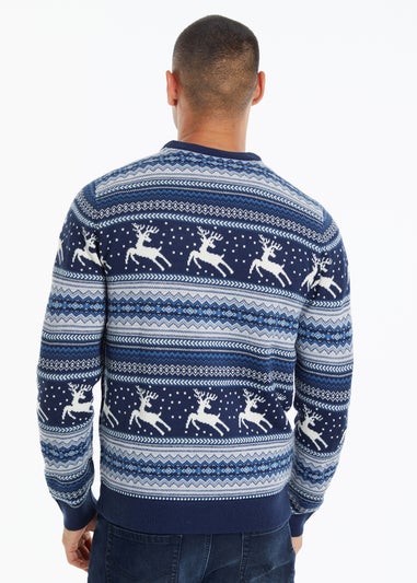 Threadbare Navy Crew Neck Fairisle Christmas Jumper