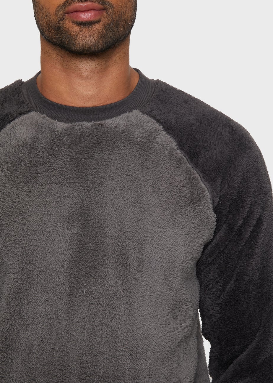 Threadbare Charcoal Borg Loungewear Set