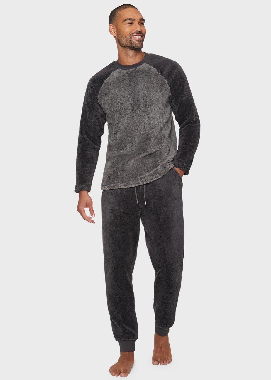 Threadbare Charcoal Borg Loungewear Set