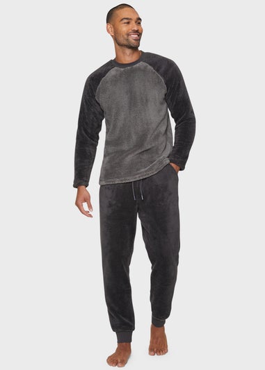 Threadbare Charcoal Borg Loungewear Set