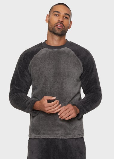 Threadbare Charcoal Borg Loungewear Set
