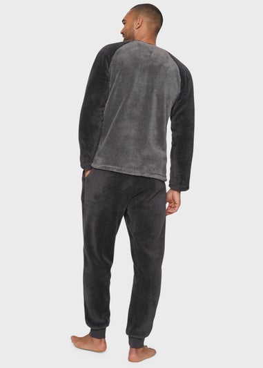 Threadbare Charcoal Borg Loungewear Set