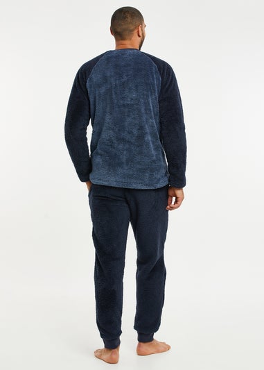 Threadbare Navy Borg Loungewear Set