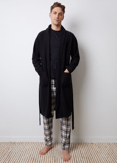 Threadbare Black Waffle Fleece Dressing Gown