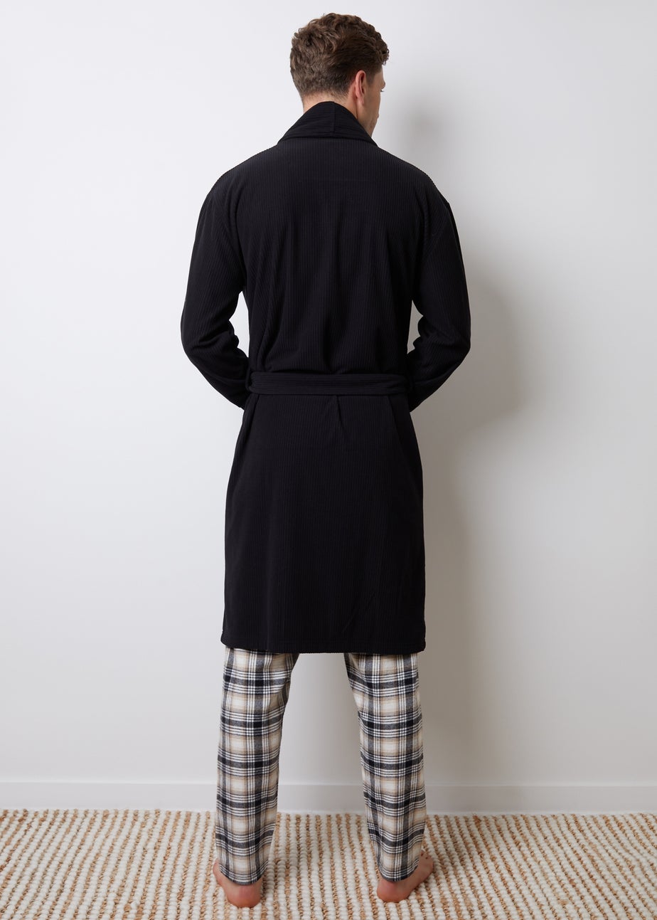 Threadbare Black Waffle Fleece Dressing Gown