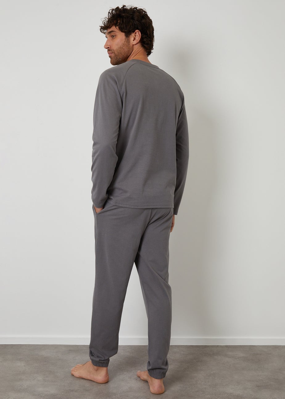 Threadbare Grey Peached Cotton Long Cuffed Lounge Set