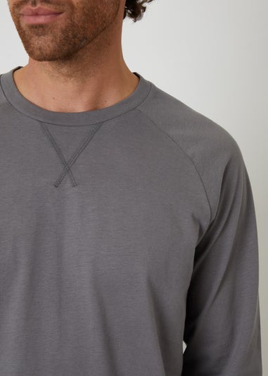 Threadbare Grey Peached Cotton Long Cuffed Lounge Set