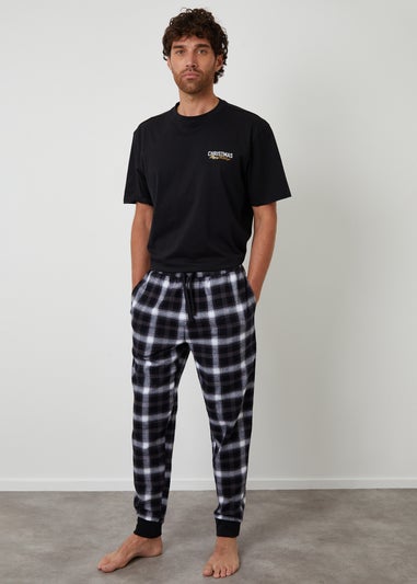 Threadbare Black Cotton Blend Check Christmas Set