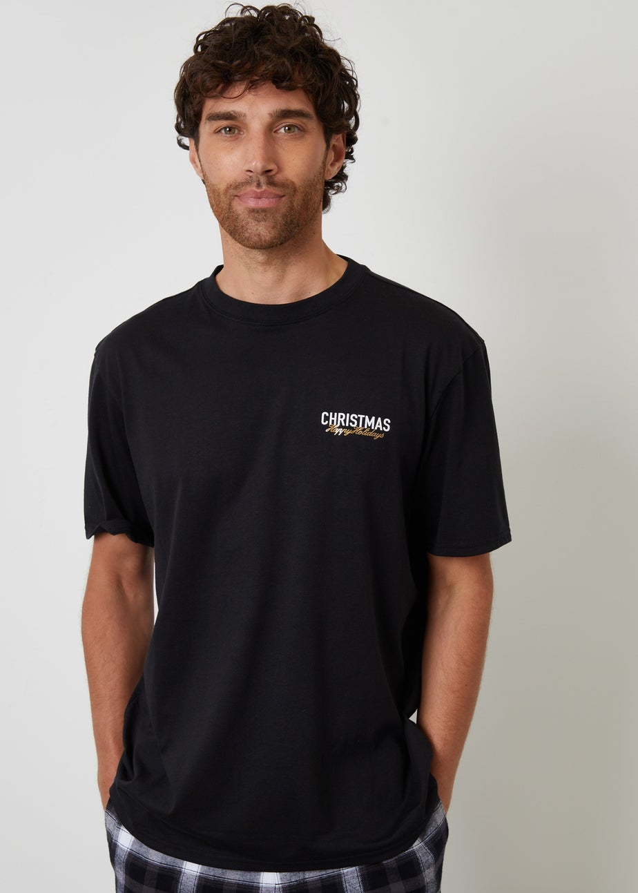 Threadbare Black Cotton Blend Check Christmas Set